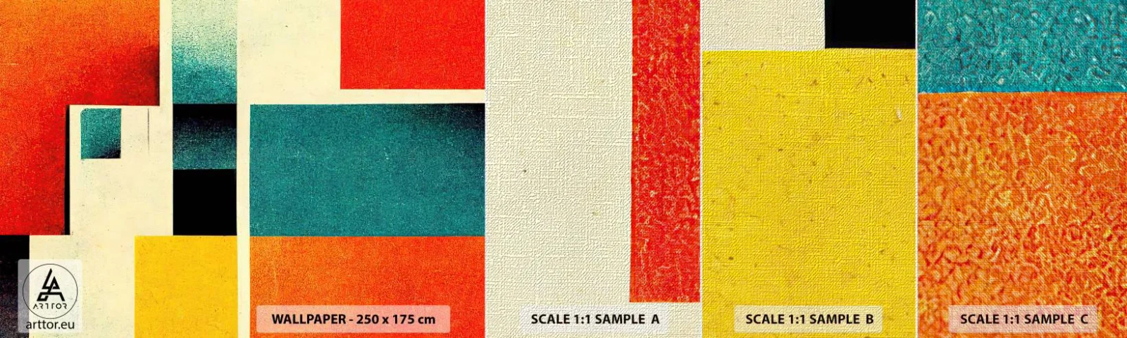 Vzorka fototapety Premium Canvas - Geometrická abstrakcia – dobrá energia - Štvorce, Vo veku, Kus - 100x30 cm