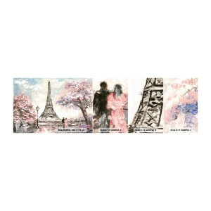 Vzorka samolepiacej fototapety Deluxe Sticker - Aprílová prechádzka Parížom - Mesto, Eiffelova veža, Park Alley - 100x30 cm