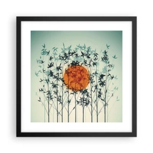 Plagát v čiernom ráme - Japonské slnko - 40x40 cm