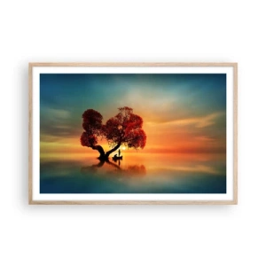 Plagát v ráme zo svetlého duba - Voda a ticho vesmíru - 91x61 cm