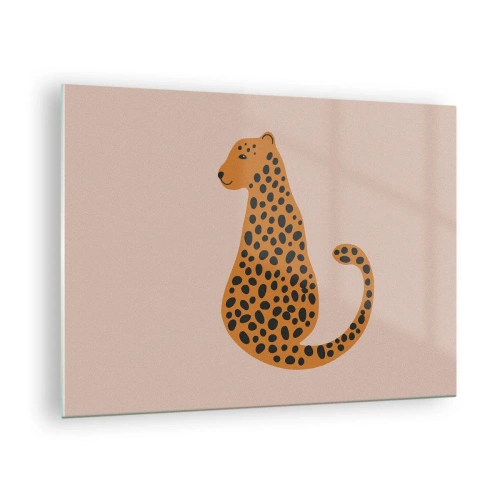 Obraz na skle - Ilustrácia pantera s čiernymi škvrnami na béžovom pozadí - 70x50cm - Leopardný vzor je v móde - Moderná nástenná dekorácia do obývacej izby a spálne ARTTOR