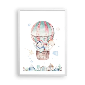 Plagát v bielom ráme - Čoskoro sa vrátime! - 50x70 cm