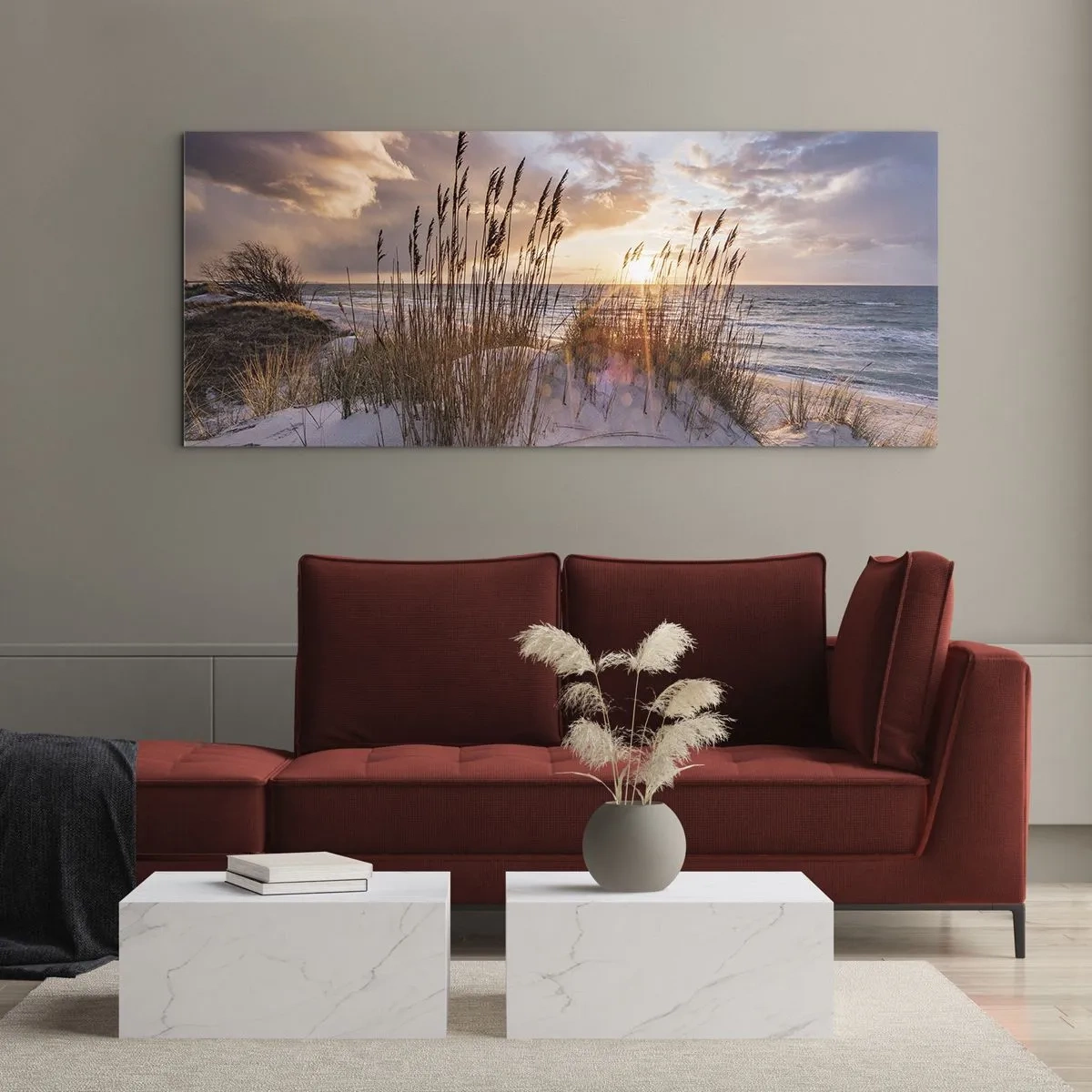 Obraz na skle - Rozlúčka so slnkom a vetrom - 140x50 cm