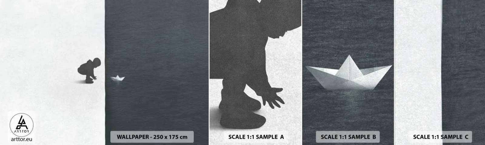 Vzorka Fototapeta Standard Eco - Veľká výprava - Kid, Čierna a biela, Voda - 100x30 cm