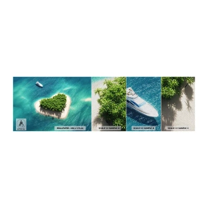 Vzorka fototapety Premium Sand - Milujem leto - Krajina, Ostrov V Oceáne, Jachta - 100x30 cm