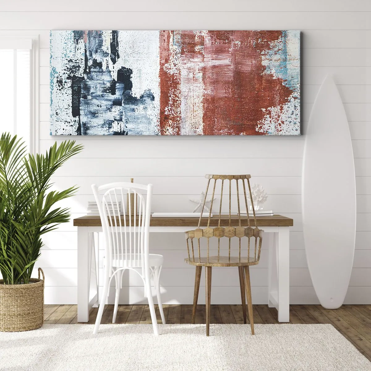 Obraz na plátne - Abstraktné pol na pol - 140x50 cm