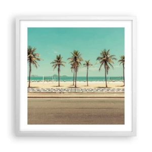 Plagát v bielom ráme - Stráženie pláže - 50x50 cm
