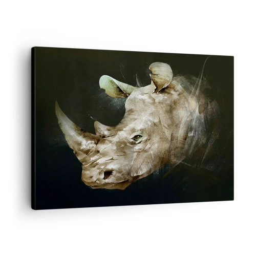 Obraz na plátne - Portrét nosorožca v umeleckej podobe - 70x50cm - Skutočne mužná sila - Moderná nástenná dekorácia do obývacej izby a spálne ARTTOR