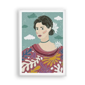 Plagát v bielom ráme - S melanchóliou v pohľade - 70x100 cm