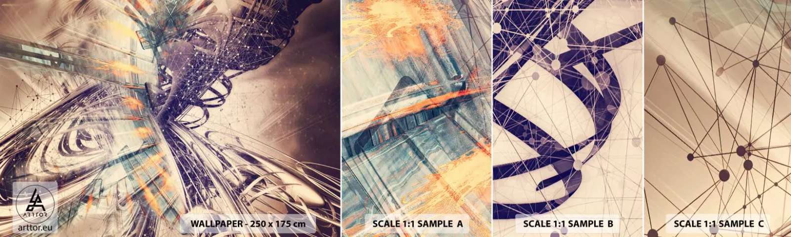 Vzorka samolepiacej fototapety Deluxe Sticker - Vo veľkom zhone - Abstrakcia, Kus, Grafika - 100x30 cm