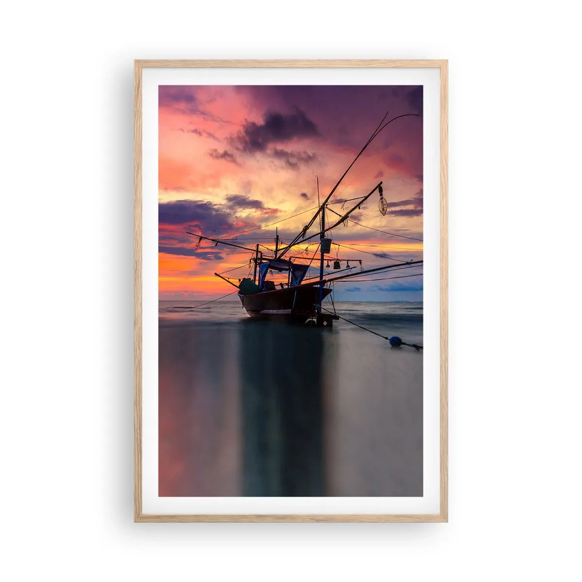 Plagát v ráme zo svetlého duba - Exotický večer - 61x91 cm