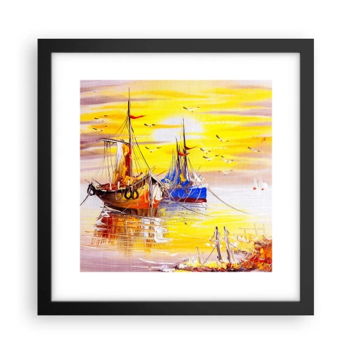 Plagát v čiernom ráme - Zaslúžený odpočinok v prístave - 30x30 cm