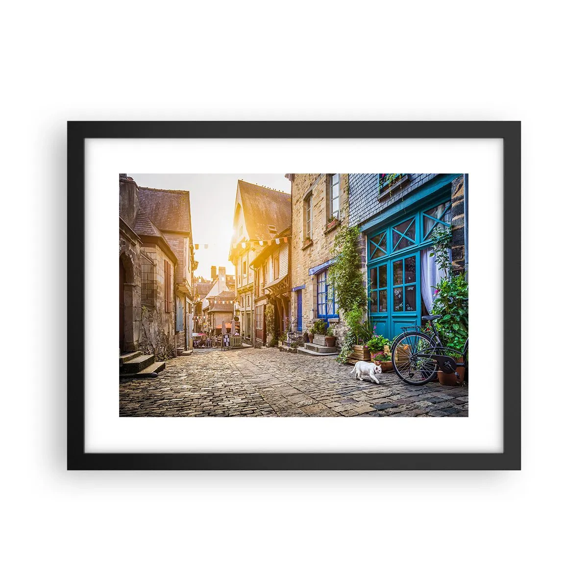 Plagát v čiernom ráme - Biely duch mestečka - 40x30 cm