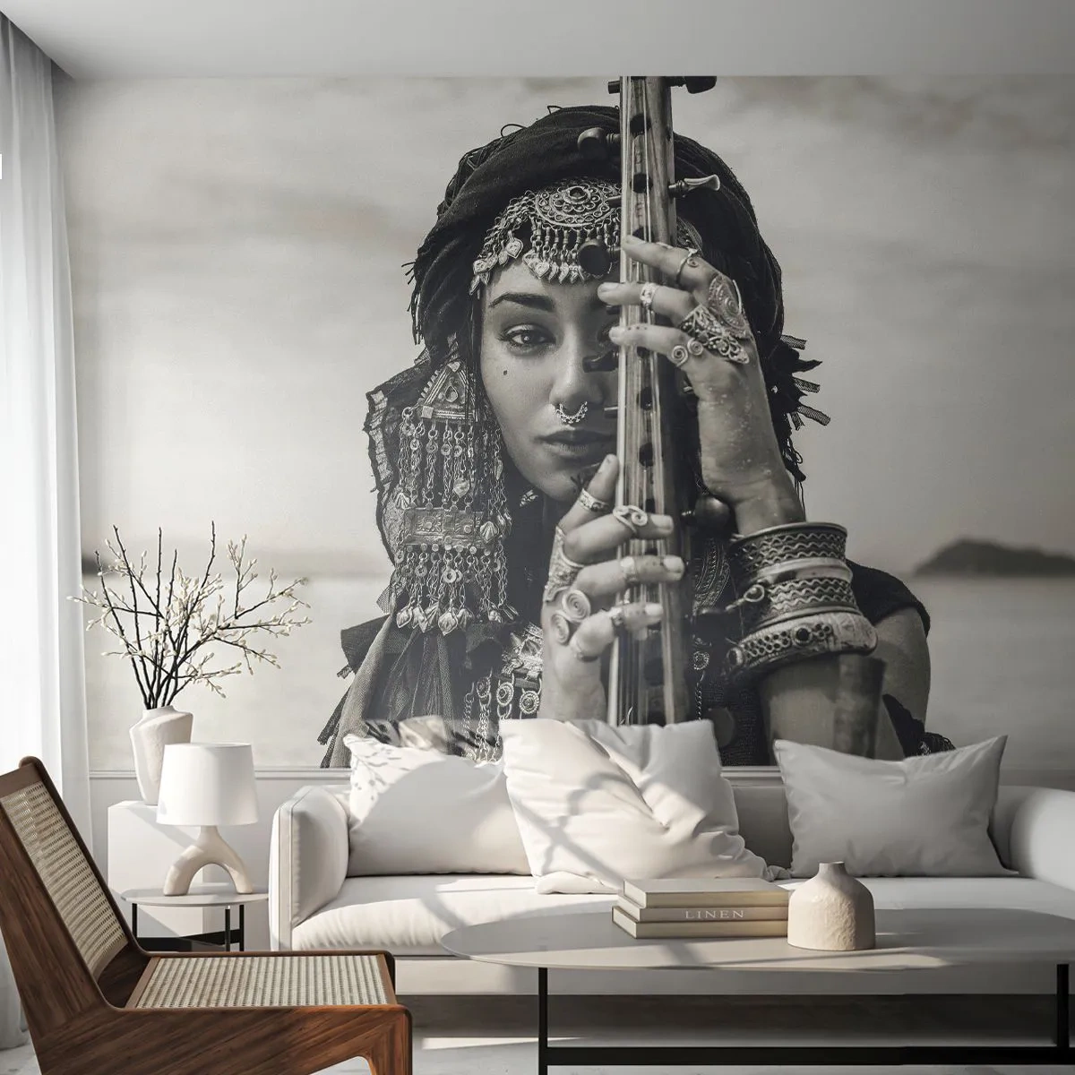 Samolepiaca Fototapeta Deluxe Sticker - Samotná hudba orientu - Žena, Boho, Šperky - 250x175 cm