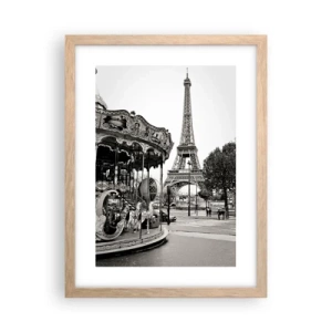 Plagát v ráme zo svetlého duba - Ak zábava, tak len v Paríži - 30x40 cm