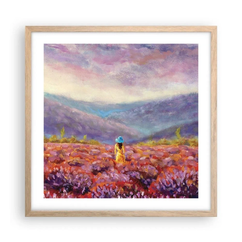 Plagát v ráme zo svetlého duba - V levanduľovom svete - 50x50 cm
