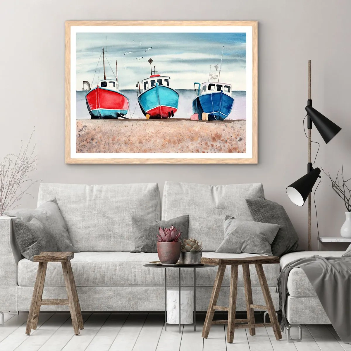 Plagát v ráme zo svetlého duba - Pripravené na úlovok - 40x30 cm