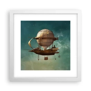 Plagát v bielom ráme - Julius Verne pozdravuje - 30x30 cm