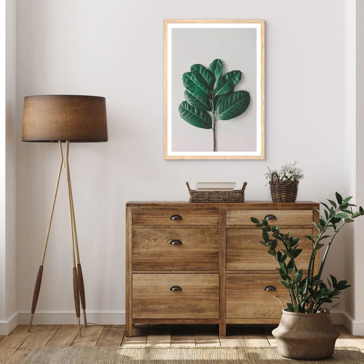 Plagát v ráme zo svetlého duba - Kresba samotnej prírody - 70x100 cm