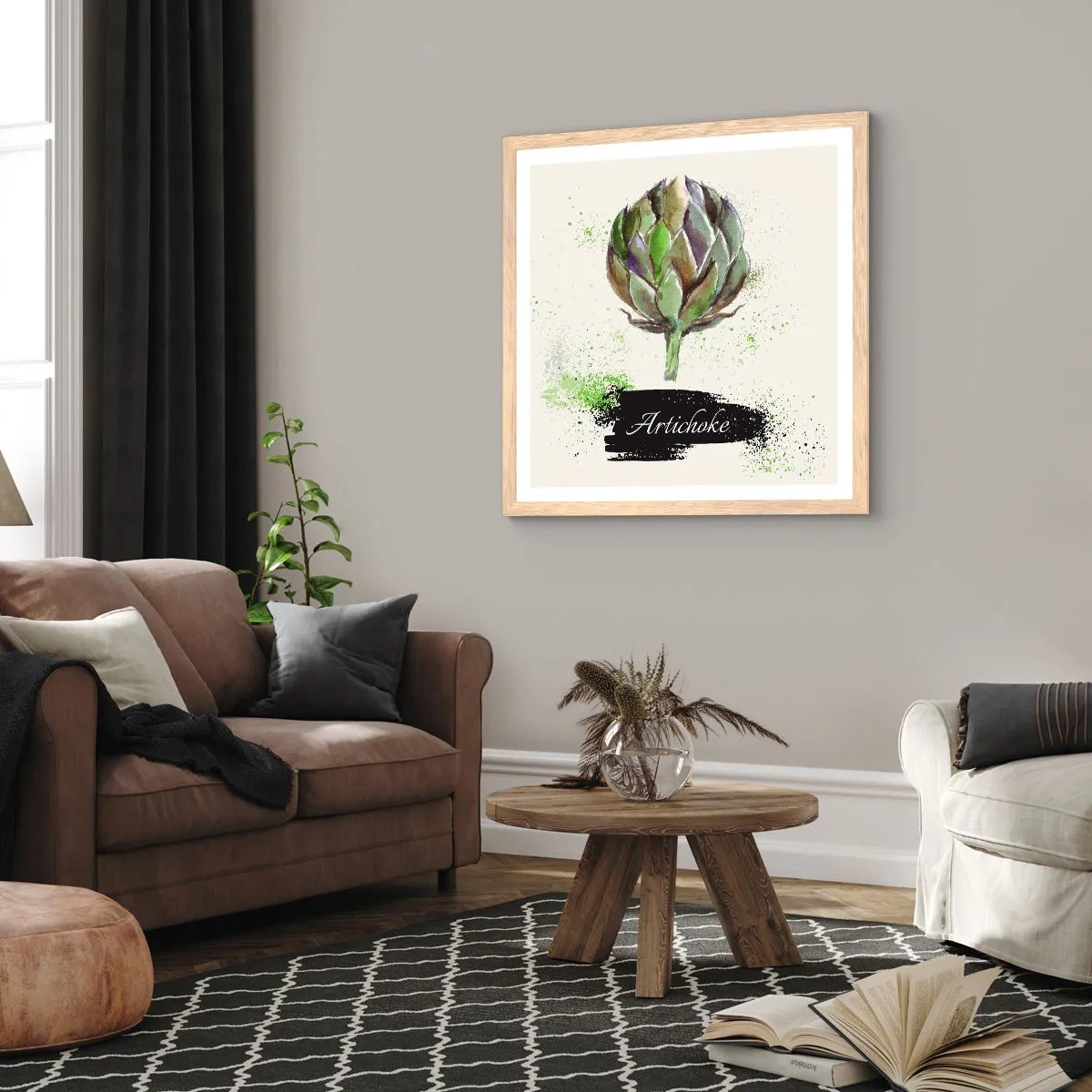 Plagát v ráme zo svetlého duba - Nech žije zelenina! - 30x30 cm