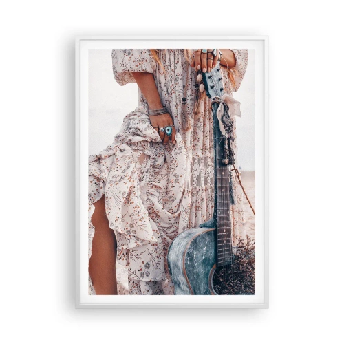 Plagát v bielom ráme - Kvetinové deti na ceste - 70x100 cm