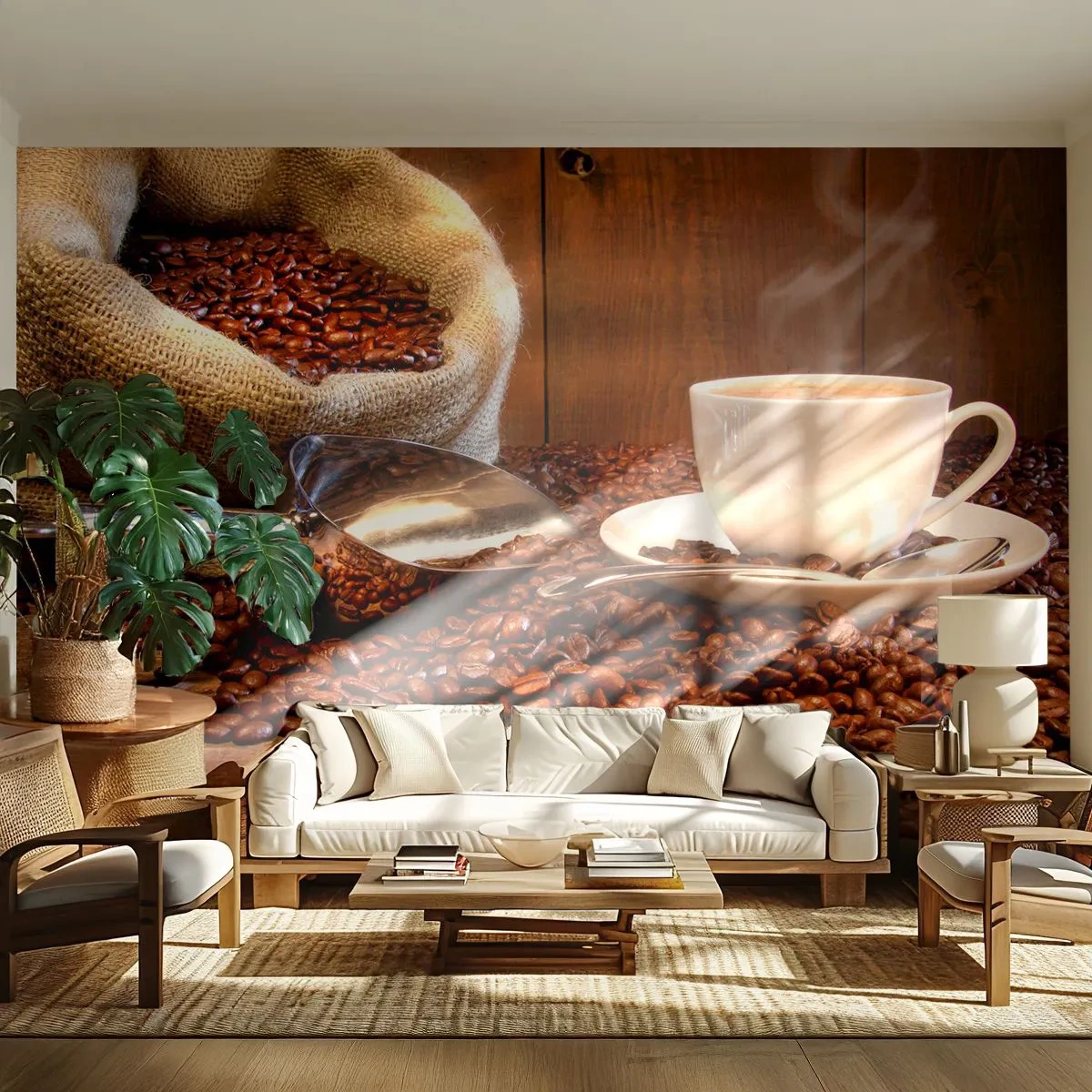 Fototapeta Premium Sand - Cítite tú vôňu? - Kávové zrná, Aróma, Gastronómia - 400x280 cm