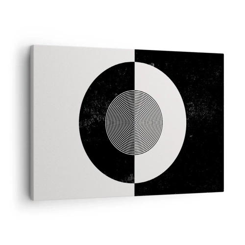 Obraz na plátne - Grafický vzor v kontrastnej čiernej a bielej farbe - 70x50cm - Harmónia v čiernej a bielej - Moderná nástenná dekorácia do obývacej izby a spálne ARTTOR