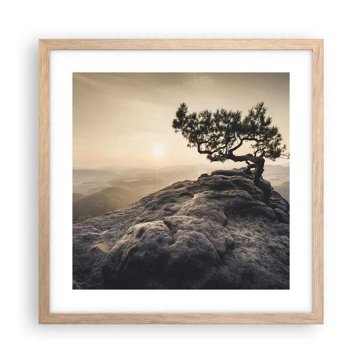 Plagát v ráme zo svetlého duba - Život vždy víťazí - 40x40 cm