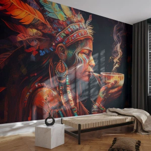 Samolepiaca Fototapeta Deluxe Sticker - Magický rituál - Šaman, indický, Ayahuasca - 350x256 cm