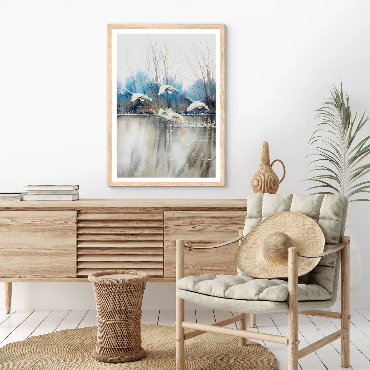 Plagát v ráme zo svetlého duba - Ako v poviedke o divokých labutiach - 40x50 cm