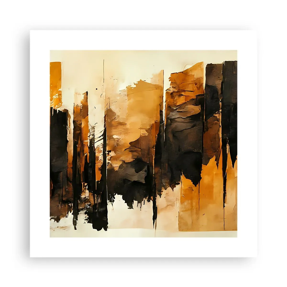 Plagát - Harmónia čiernej a zlatej - 40x40 cm