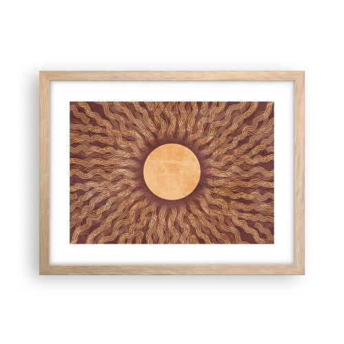 Plagát v ráme zo svetlého duba - Ikona slnka - 40x30 cm