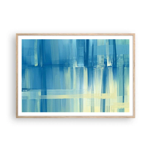 Plagát v ráme zo svetlého duba - Kompozícia v tyrkyse - 100x70 cm