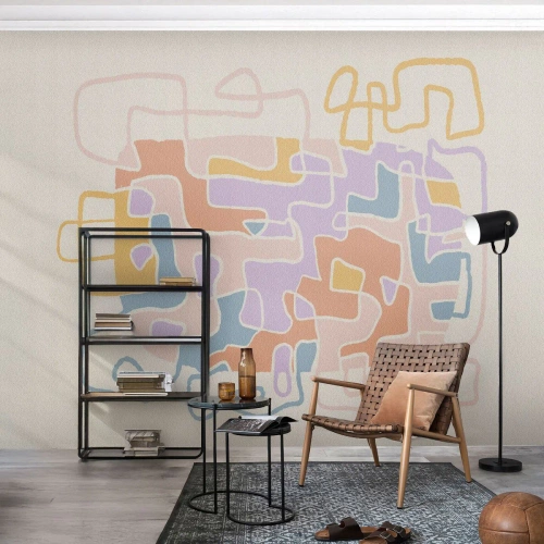 Samolepiaca Fototapeta Deluxe Sticker - Labyrint – veselé dobrodružstvo - Minimalizmus, Pastel, Čiary - 200x140 cm