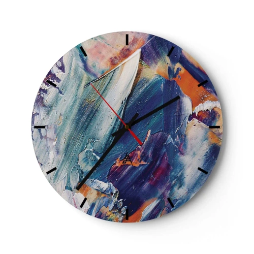 Nástenné hodiny - Expresívne ťahy farby v sýtych farbách - 30x30cm - Chaos farieb - Moderná nástenná dekorácia do obývacej izby, kuchyne a spálne ARTTOR