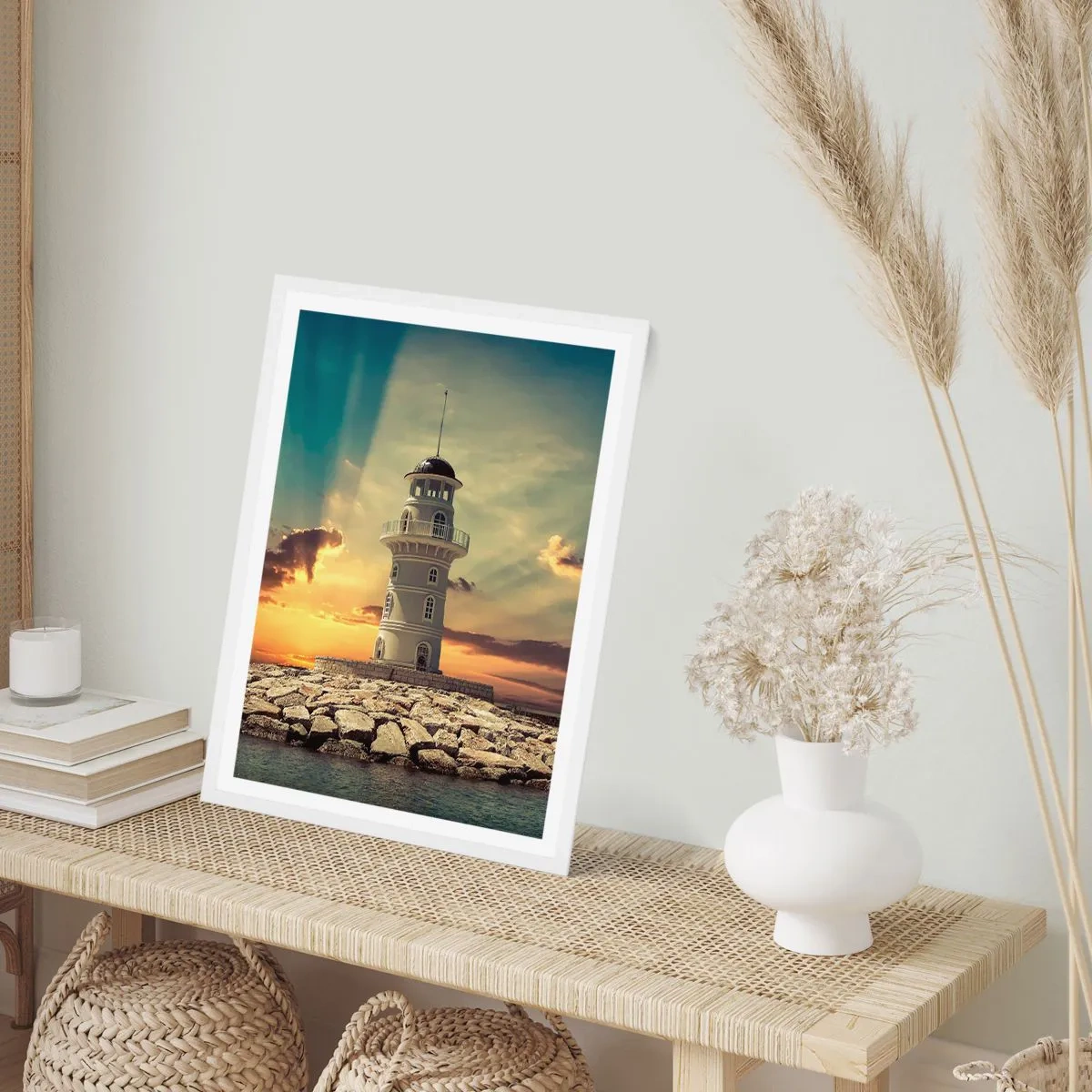 Plagát v bielom ráme - Svetlo - Dobro - Krása - 70x100 cm