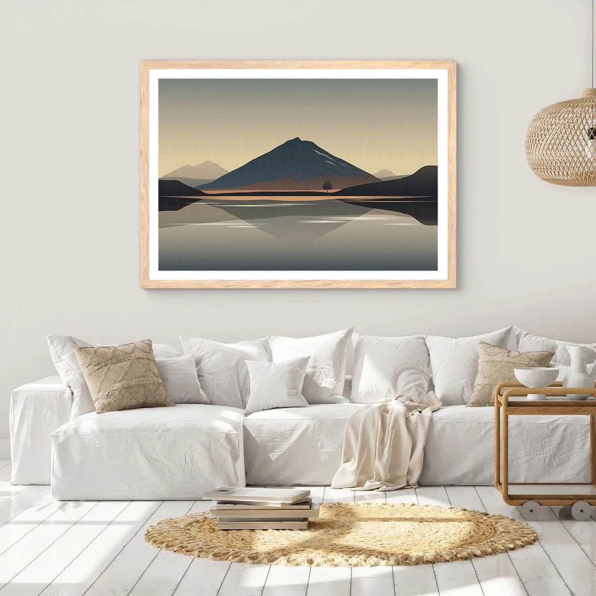 Plagát v ráme zo svetlého duba - Zrkadlový odraz - 100x70 cm