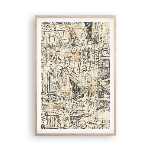 Plagát v ráme zo svetlého duba - Čaká na rozlúštenie - 61x91 cm