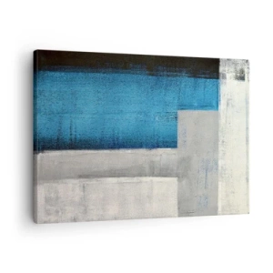 Obraz na plátne - Abstraktná kompozícia s odtieňmi modrej, sivej a bielej. - 70x50cm - Poetická kompozícia šedej a modrej - Moderná nástenná dekorácia do obývacej izby a spálne ARTTOR