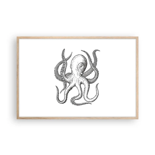 Plagát v ráme zo svetlého duba - Tancujúca s vlnami - 91x61 cm