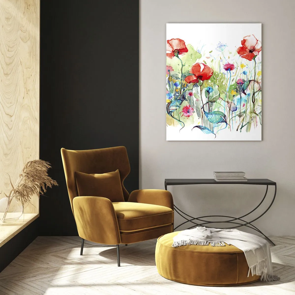 Obraz na skle - Kvitnúca lúka v máji - 50x70 cm