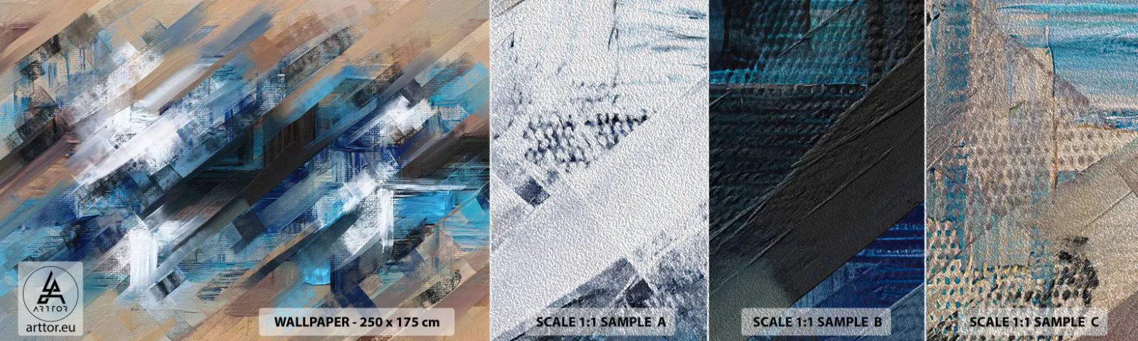 Vzorka fototapety Premium Sand - Modrá šikmosť - Kus, Abstrakcia, Farby - 100x30 cm