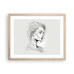 Plagát v ráme zo svetlého duba - Portrét v zamyslení - 50x40 cm