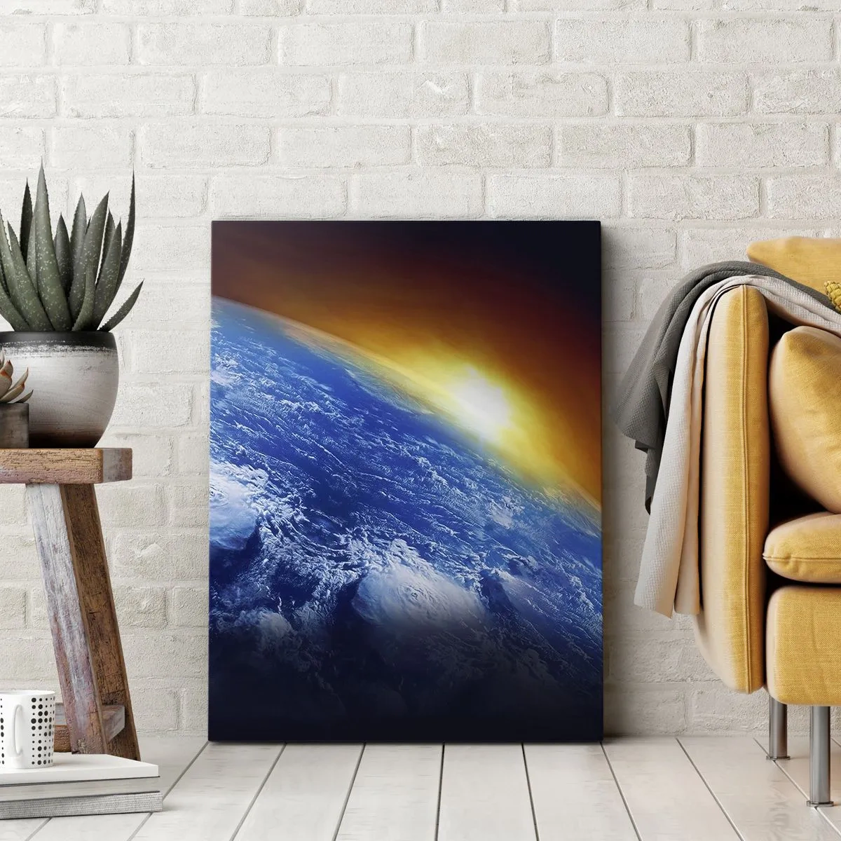 Obraz na plátne - Východ slnka nad modrou planétou - 50x70 cm