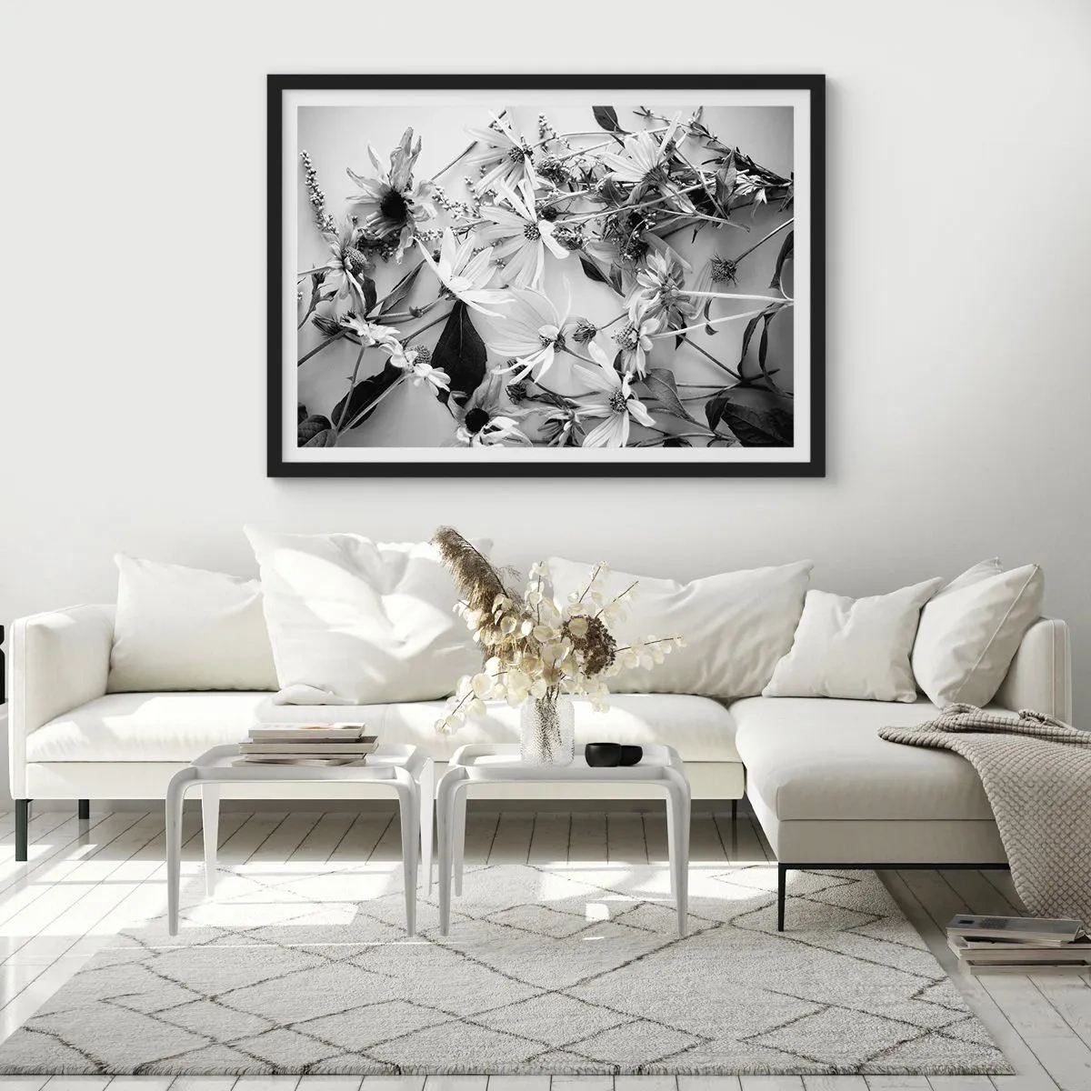 Plagát v čiernom ráme - Kvety bez kytice - 70x50 cm