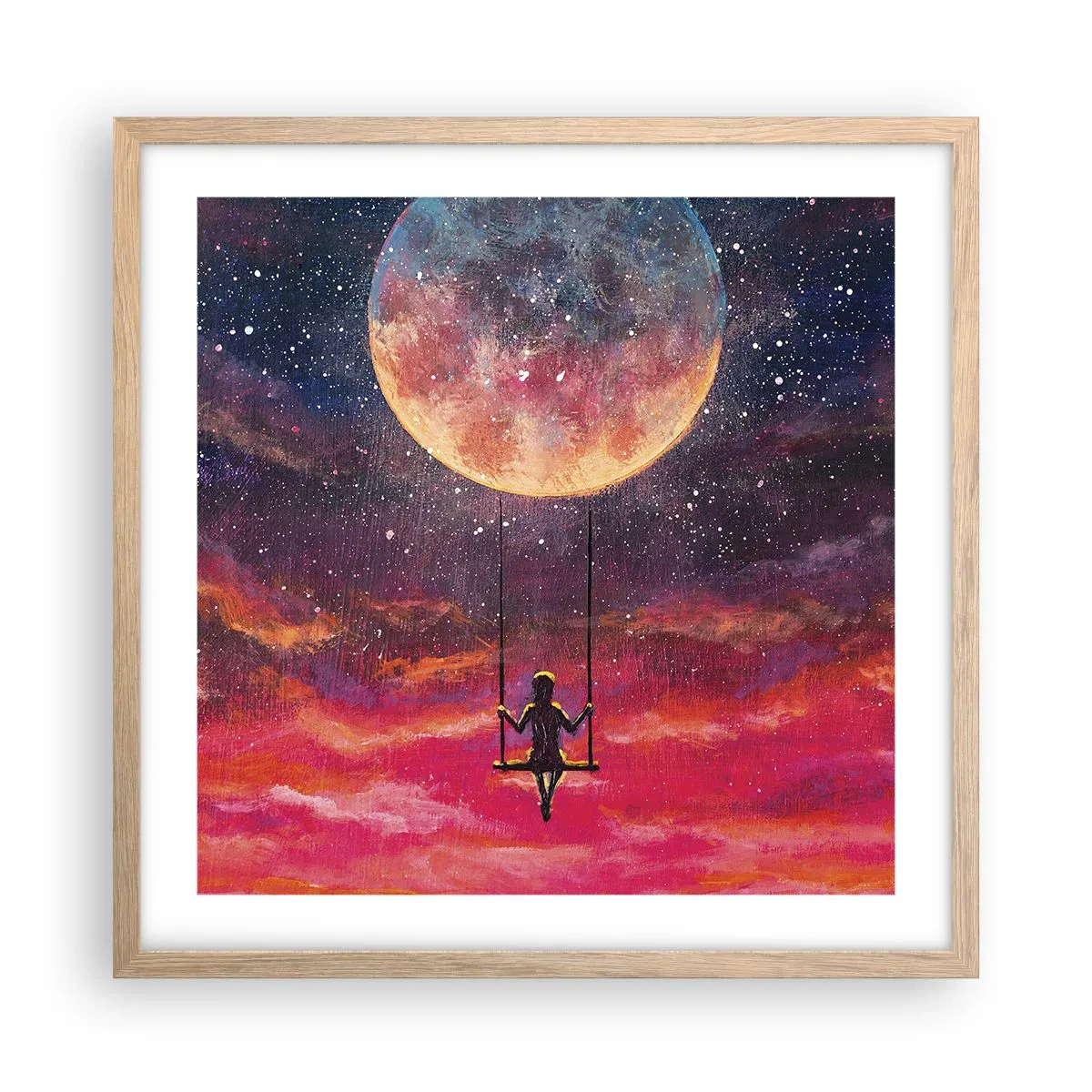 Plagát v ráme zo svetlého duba - Stavať si vzdušné zámky - 50x50 cm