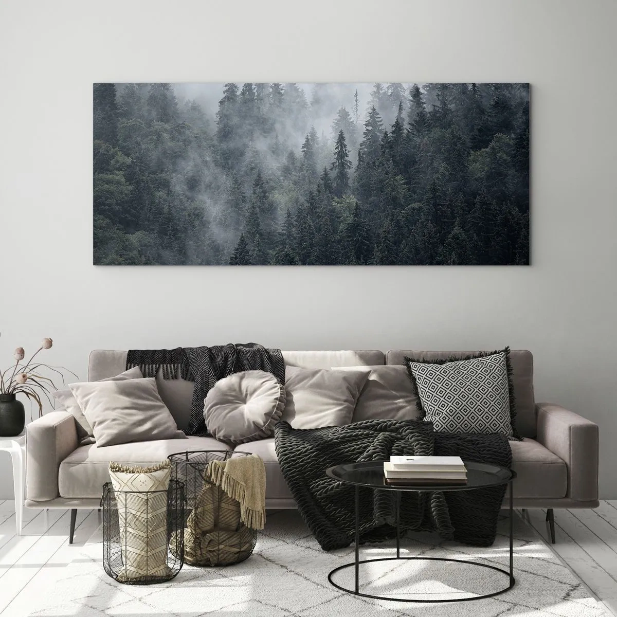 Obraz na skle - Lesné svitania - 100x40 cm