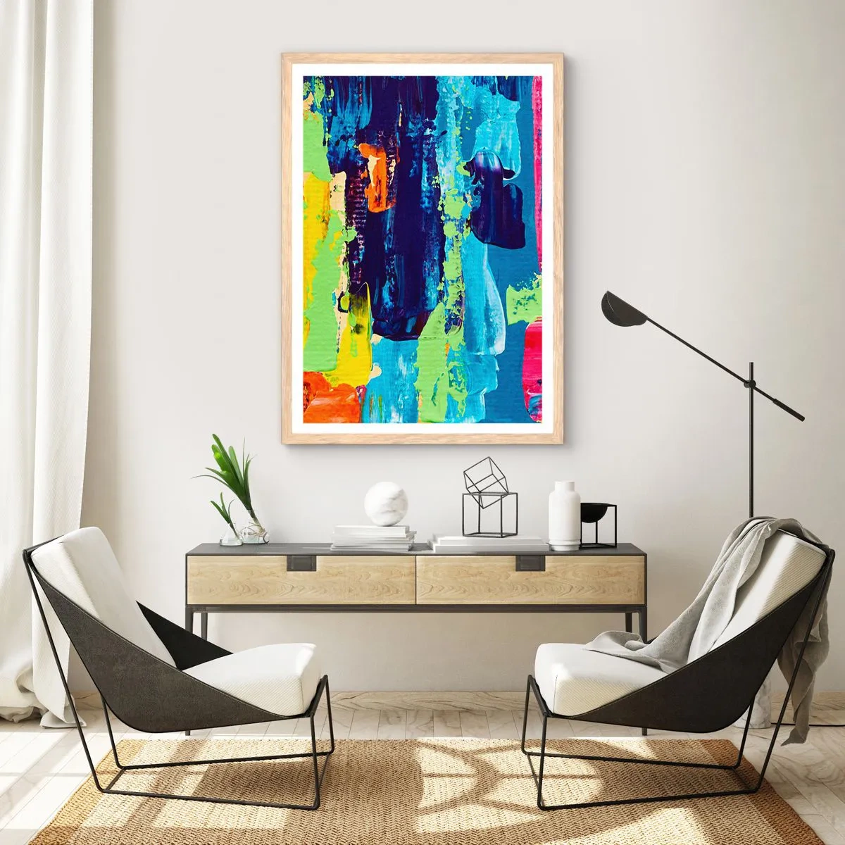 Plagát v ráme zo svetlého duba - Život je krásny! - 70x100 cm