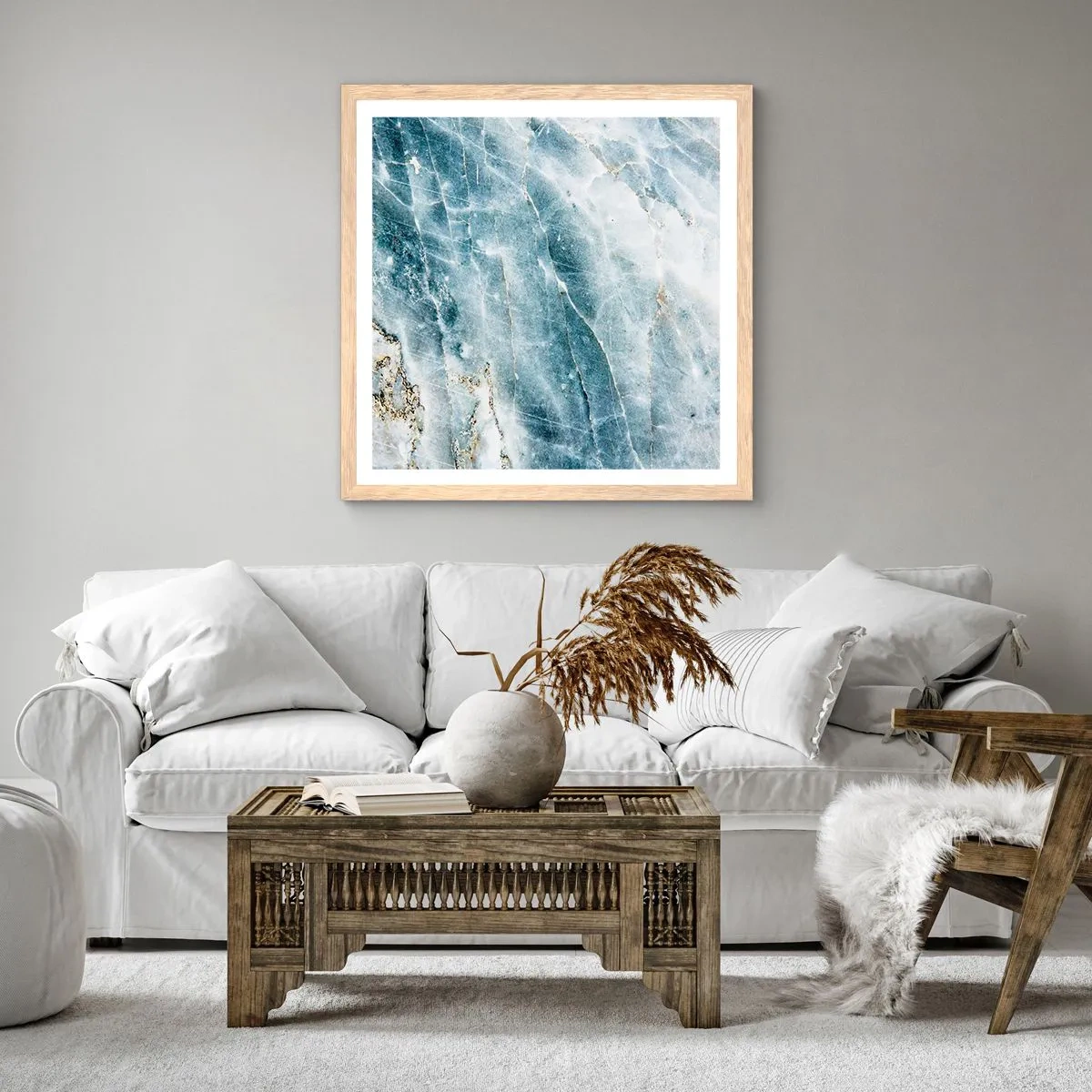 Plagát v ráme zo svetlého duba - Ľadový svet - 60x60 cm