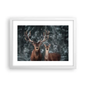 Plagát v bielom ráme - Pán lesa so svojou ženou - 40x30 cm